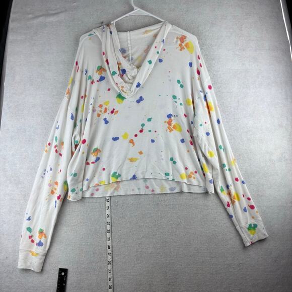 Colsie Long Sleeve Hooded Pullover Sweater Women's Large Paint Splatter Print - Picture 7 of 8